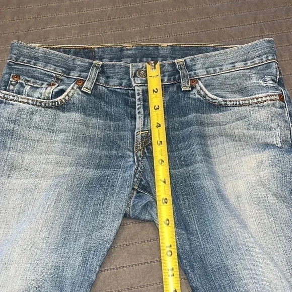 Lucky Brand Button Fly Distressed Denim Jeans Raw Hem Size 26 - Picture 4 of 9
